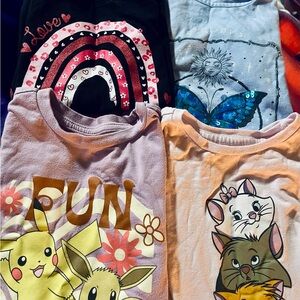 Girls Graphic Tees - Hearts, Pokemon, Aristocats and Sequin Butterfly GUC size 7